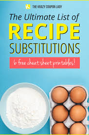 The Ultimate List Of Recipe Substitutions In 2020 Food Substitutions Recipe Ingredient Substitutions Baking Substitutes