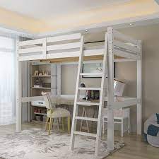 Thuka hit high sleeper bed with sofa bed & desk. High Sleeper Cabin Bed With Ladder Solid Wooden Loft Bunk Bed White Kids Adult Ebay