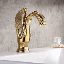 Swan Classic Style 1 Hole Solid Brass Bathroom Sink Faucet With Lever Handle In Luxury Gold In 2020 Bathroom Sink Faucets Sink Faucets Faucet