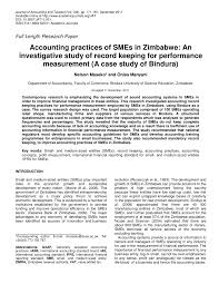 Pdf Accounting Practices Of Smes In Zimbabwe An Investigative Study Of Record Keeping For Performance Measurement A Case Study Of Bindura
