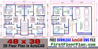 3 bedroom, 2 bathroom house plans and simple house plans. 2d Floor Plan In Autocad With Dimensions 38 X 48 Dwg And Pdf File Free Download First Floor Plan House Plans And Designs