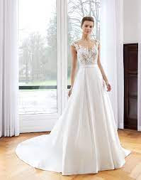 A Gorgeous Princess Wedding Dress With A Delicate Lace Top And Royal Satin Skirt Lace Top Wedding Dress Wedding Dresses Edmonton Bridal Wedding Dresses