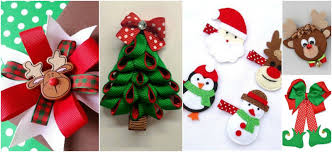 9 Modelos De Accesorios Navidenos Para El Cabello De Las Ninas Adornos Navidenos Manualidades Lazo Navideno