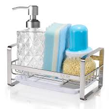 Limited time sale easy return. Hulisen Kitchen Soap Dispenser Caddy 304 Stainless Steel Sponge Holder Sink Organiser Dish Storage Accessories With Removable Drain Tray Not Including Dispenser And Cleaning Brush Buy Online In Antigua And Barbuda At