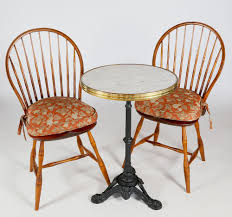 All of these chairs are american made. Marble Top Bistro Table And Pair Of D R Dimes Windsor Bow Back Side Chairs For Sale At Auction On 13th July Bidsquare