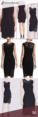Elie Tahari 398 Emory Black Lace Inset Dress Nwt Lace Inset Dress Dresses Sleeveless Sheath Dress