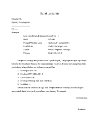 Contoh surat lamaran kerja bahasa inggris yang simple. Doc Surat Lamaran Kerja Simpel Wu Anthony Academia Edu