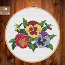 It would be a very nice idea to put it in a frame or you can make a pillow with it or anything you want. Cross Stitch Pattern Pansy Flowers Counted Cross Stitch Etsy Cross Stitch Patterns Stitch Patterns Cross Stitch