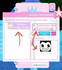 Tips to save money with december 2020 id codes royale high offer. Bendy Chan On Twitter Just Click On The Pfp And You Should See This You Can Either Use A Decal Id That You Want To Use Or You Can Use The