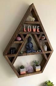 Chakra Large Crystal Display Shelf Crystal Display Shelf Crystals Bhuda Crystal Display Wall Shelves Altar Bohemian Decor Moon Phase In 2020 Farmhouse Wall Decor Living Room Diy Wall Decor Geometric Decor