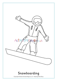 Snowboarding coloring page from winter sport category. Snowboarding Colouring Page 2
