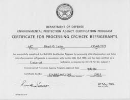 United states environmental protection agency. Epa Refrigerant Handling Certificate