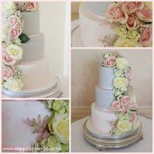 You can add a leaf if you want to the same stick, or just leave it a single flower. Dove Grey Blush Pink Wedding Cake With A Waterfall Of Flowers Down One Side Www Cuppiesncream Co Pink Wedding Cake Blush Pink Wedding Cake Dream Wedding Cake