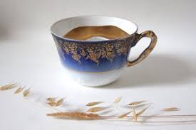Vintage Cup Mustache Blue Gold House Golden Handle Service Collection Man Gift Rare Antique France French Art Xix Goblet Glass Flea Market Moustache The Vintage Et Porcelaine