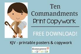 That is in the water under the earth: Ten Commandments Copywork Homegrown Learners