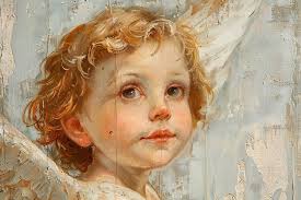 Oil painting close pale angel