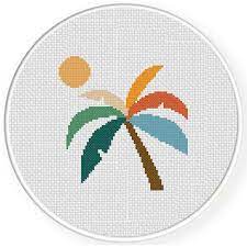 Cross stitch pattern of a sun loving tropical palm tree. Modern Palm Tree Cross Stitch Pattern Daily Cross Stitch