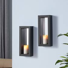 Sziqiqi wall candle sconces for wall decorations, black metallic wall mounted candle sconces for room, hallway, entryway, bathroom decor. Our Best Decorative Accessories Deals Wall Candles Wall Candle Holders Candle Sconces