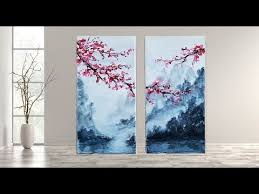 Beginner Easy Black And Red Paintings Cherry Blossom Step By Step Acrylic Painting For Beginners Mariarthom In 2020 Cherry Blossom Painting Acrylic Cherry Blossom Painting Abstract Flower Painting Acrylic