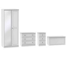 Otto white and oak high gloss bedroom furniture. 614 00 For Pembroke White 4 Piece Mirrored Bedroom Furniture Set White Deal Direct Co Uk