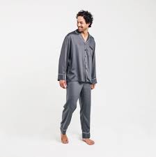 Men S Sateen Long Sleeve Pj Shirt 100 Organic Bamboo Ettitude