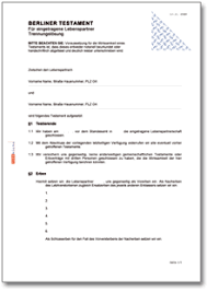 Das folgende muster zeigt ihnen beispielhaft den widerruf eines testaments und die gleichzeitige bestimmung neuer verfügungen. Berliner Testament Fur Eingetragene Lebenspartner Trennungslosung De Testament Download