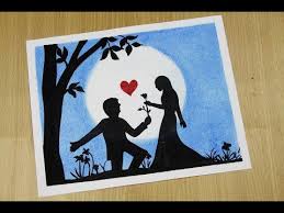 Draw Love At First Sight Scenery With Rose Flower Abstract Art Oil Pastel Youtube Abstract Flower Art Valentines Day Drawing Colorful Drawings