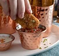 Choice 4 oz. Hammered Copper-Plated Stainless Steel Round Sauce Cup - 12/Pack