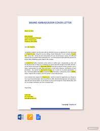 Brand Ambassador Cover Letter Template - Google Docs, Word, Apple Pages |  Template.net | Cover Letter Template, Cover Letter Template Free, Letter  Templates