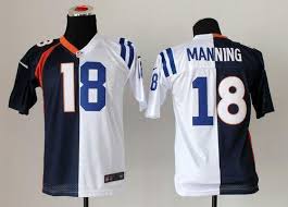 Peyton manning (18) of the denver broncos walks the sidelines against the indianapolis colts during the first half of play at lucas oil stadium. Peyton Manning Half Colts And Half Broncos Jersey Cheap Online