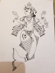1024x768 lord vishnu coloring pages. Clayperology Lord Vishnu In Matsya Avatar One Of His Facebook