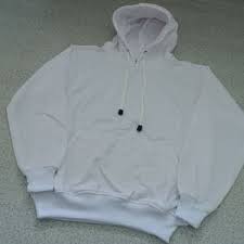  Sweater Hoodie Polos Warna Putih Fleece Warna Kain