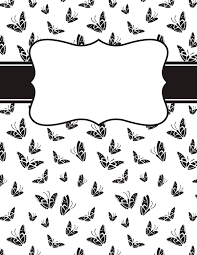 Free Printable Black And White Butterfly Binder Cover Template Download The Cover In Jpg Or Pdf F Binder Cover Templates Binder Covers Printable Binder Covers