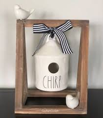 Black And White Striped Ribbon Hobby Lobby Rae Dunn Chirp Birdhouse To Match My Taste For Spring Summer By Changing The Aqua Ribbon For A Black And Whit Coffee Bars In Kitchen Rae Dunn Flower Pot Holder