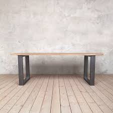 Holborn Solid Ash Dining Table With Graphite Grey U Shaped Etsy In 2020 Ash Dining Tables Dining Table Steel Dining Table