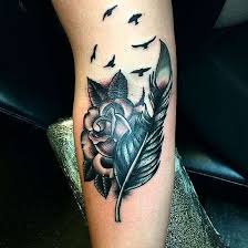 121 Traditional Modern Rose Tattoos Designs Feather Tattoos Feather Tattoo Design Rose Tattoos