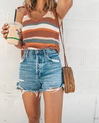 Sweater Tank Jean Shorts Summer Style Casual Summer Outfits Cute Summer Outfits Outfits