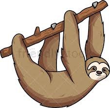 Sloth Hanging From Tree Branch Cartoon Vector Clipart Friendlystock Sloth Sloth Cartoon Monkey Illustration