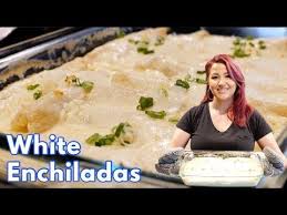 How To Make The Best Creamy White Chicken Enchiladas Step By Step Recipe Youtube White Chicken Enchiladas White Enchiladas Recipe Cheesy Enchiladas
