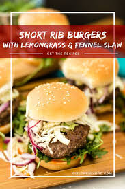 Short Rib Burgers With Lemongrass Fennel Slaw Recipe Girl Carnivore Recipe Fennel Slaw Slaw Recipes Short Ribs