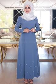 Tesettur Elbise Buse Incili Indigo Smy Emsale Tesettur Giyim Moda Stilleri Elbise The Dress