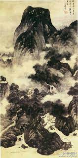 清王建章 云岭水声图 此图画层峦叠嶂 瀑布挂落 溪流绕岸 小径蜿蜒 云雾弥漫 数间房舍掩映于葱郁的树林间 境界超逸 山石以披麻皴描绘 树木以湿润浓墨点染 画面苍郁沉厚 图右题唐诗 横 云岭外千里树 流水声中三五家 诗情画意交融 chinese art