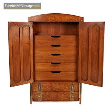 Mastercraft Armoire Dresser Hollywood Regency Burl Wood And Brass