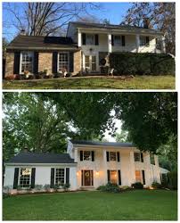 When exterior brick erodes — and if the mortar between the brick erodes — your home's structural integrity is at risk. Over 20 Painted Brick And Stone Transformations Nesting With Grace Painted Brick House Brick Exterior House Painted White Brick House