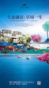 房地产意境天鹅湖水别墅海报 leisure gal hills
