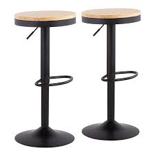 Made with a black matte base and distressed wood top. Lumisource Dakota Adjustable Bar Stools Set Of 2 Bed Bath Beyond