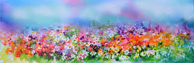 Spring floral seasonal nature background. Colorful Flowers Field Painting By Soos Roxana Gabriela Saatchi Art