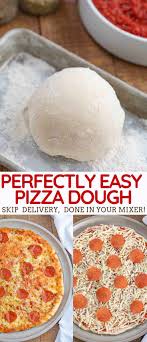 Easy Pizza Dough Made With Flour Yeast Sugar Oil And Seasoning Takes Your Homemade Pizza To The Next Level Easy Pizza Dough Easy Pizza Pizza Recipes Dough