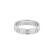 Cartier 18k White Gold Mini 1 Diamond Love Ring Size 9