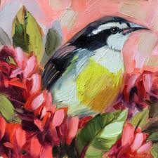 Original Bird Painting Mini Oil 4x4 Bananaquit Art Yellow Bird Etsy In 2020 Painting Bird Art Birds Painting